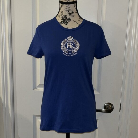 Lauren Ralph Lauren Active Blue Cotton Embroidered Logo Shirt - Picture 3 of 7